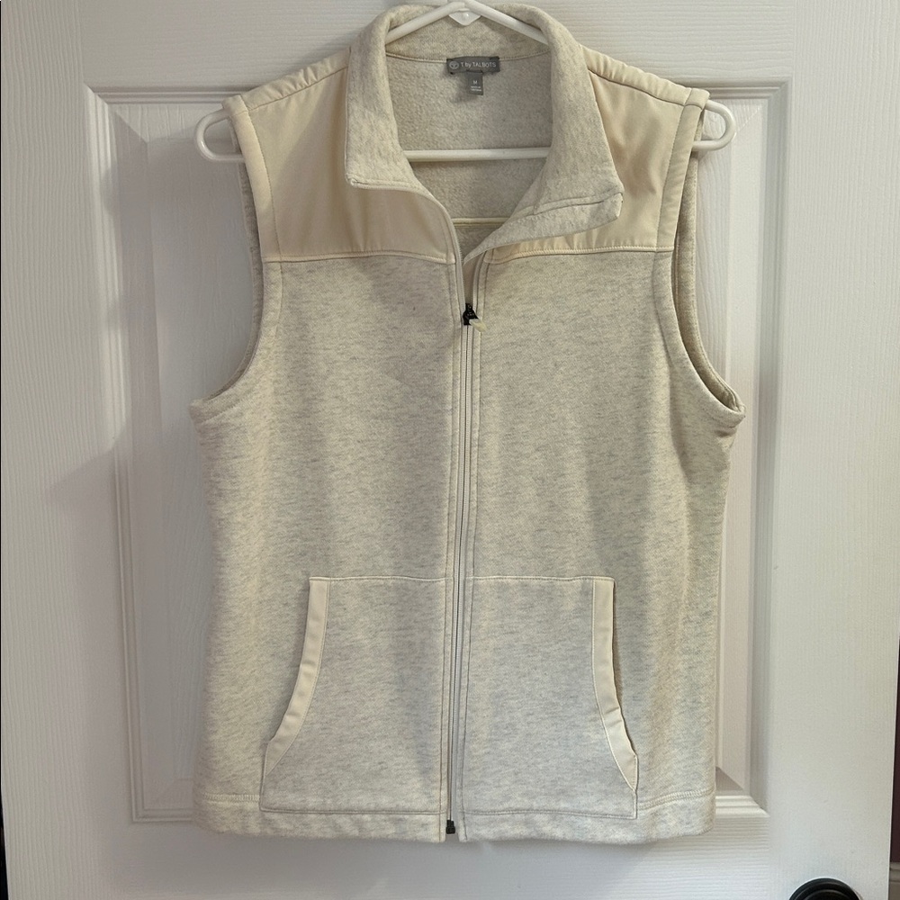 T by Talbots Cream and Gray Vest